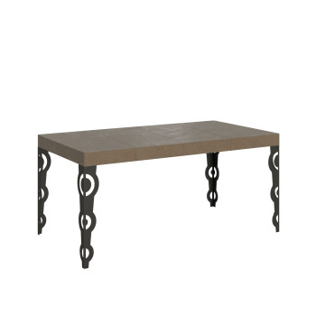 Table Karamay Premium pieds anthracite D.90 - Table extensible 120/380x90 cm Karamay Premium frêne blanc pieds anthracite