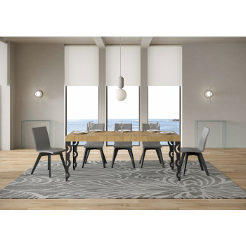 Table Karamay Premium pieds anthracite D.90 - Table extensible 130/390x90 cm Karamay Premium frêne blanc pieds anthracite