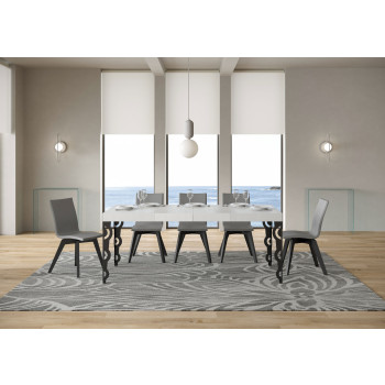 Table Karamay Premium pieds anthracite D.90 - Table extensible 140/400x90 cm Karamay Premium frêne blanc pieds anthracite