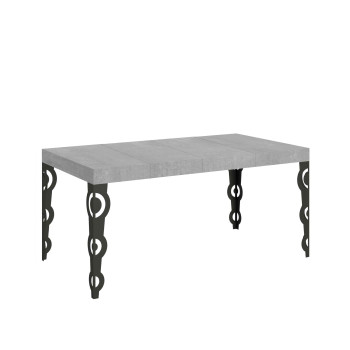 Table Karamay Premium pieds anthracite D.90 - Table extensible 140/400x90 cm Karamay Premium frêne blanc pieds anthracite