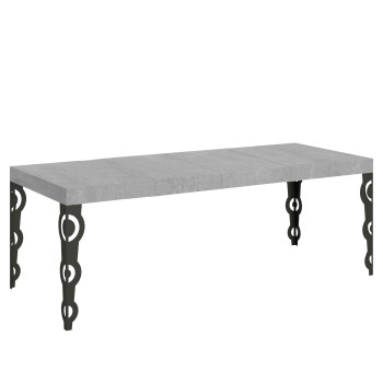 Table Karamay Premium pieds anthracite D.90 - Table extensible 160/420x90 cm Karamay Premium frêne blanc pieds anthracite