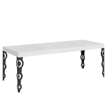 Table Karamay Premium pieds anthracite D.90 - Table extensible 180/440x90 cm Karamay Premium frêne blanc pieds anthracite