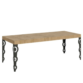 Table Karamay Premium pieds anthracite D.90 - Table extensible 200/460x90 cm Karamay Premium frêne blanc pieds anthracite