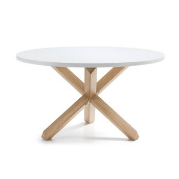 Table Lotus Ø 120 cm blanc, laqué blanc mat