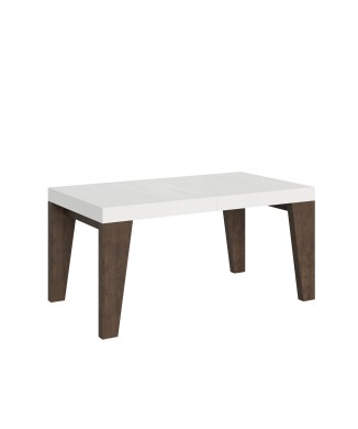 Table Naxy Mix - Table extensible 90x160/264 cm Naxy Mix Plateau en frêne blanc - Pieds en noyer