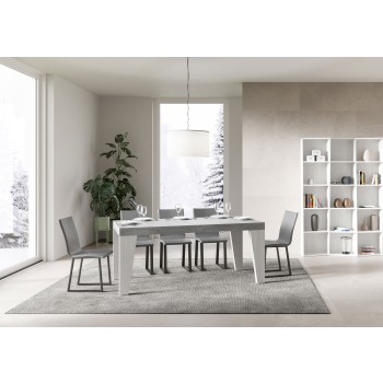 Table Naxy Mix - Table extensible 90x180/284 cm Naxy Mix Plateau frêne blanc - Pieds noyer