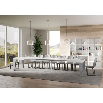 Table Naxy Mix - Table extensible 90x180/440 cm Naxy Mix Plateau en frêne blanc - Pieds en noyer