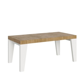 Table Naxy Mix - Table extensible 90x180/440 cm Naxy Mix Plateau en frêne blanc - Pieds en noyer