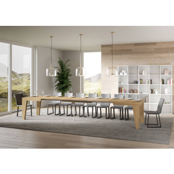 Table Naxy D.90 - Table extensible 140/400x90 cm Naxy frêne blanc