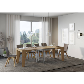 Table Naxy D.90 - Table extensible 90/246x90 cm Naxy frêne blanc