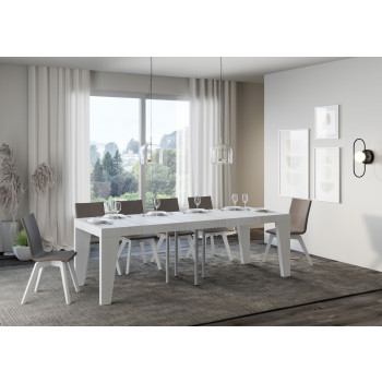 Table Naxy Premium D.90 - Table extensible 90/246x90 cm Naxy Premium frêne blanc