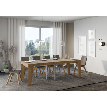 Table Naxy Premium D.90 - Table extensible 90/246x90 cm Naxy Premium frêne blanc