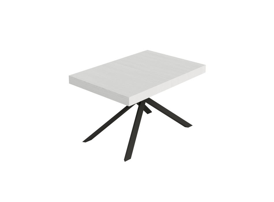 Table Niket pieds anthracite D.90 - Table extensible 90x130/234 cm Niket frêne blanc pieds anthracite