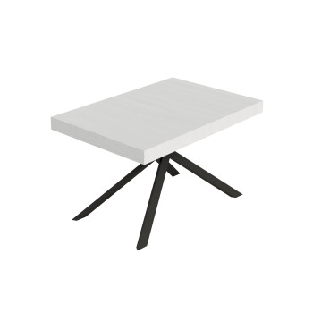 Table Niket pieds anthracite D.90 - Table extensible Niket 90x130/390 cm frêne blanc pieds anthracite
