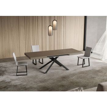 Table Niket pieds anthracite D.90 - Table extensible Niket 90x140/400 cm frêne blanc pieds anthracite
