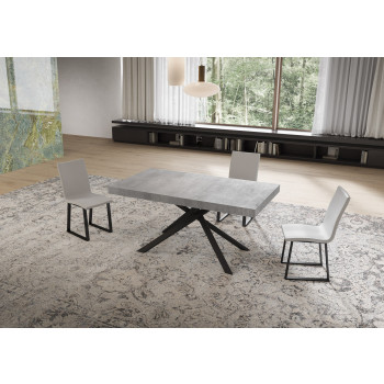 Table Niket pieds anthracite D.90 - Table extensible Niket 90x160/264 cm frêne blanc pieds anthracite