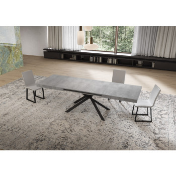 Table Niket pieds anthracite D.90 - Table extensible Niket 90x160/264 cm frêne blanc pieds anthracite