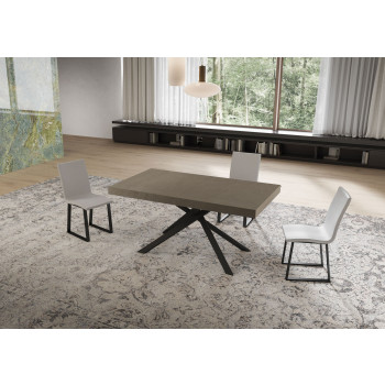 Table Niket pieds anthracite D.90 - Table extensible Niket 90x160/420 cm frêne blanc pieds anthracite