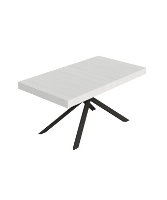 Table Niket pieds anthracite D.90 - Table extensible Niket 90x160/420 cm frêne blanc pieds anthracite