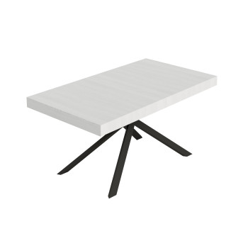 Table Niket pieds anthracite D.90 - Table extensible Niket 90x160/420 cm frêne blanc pieds anthracite