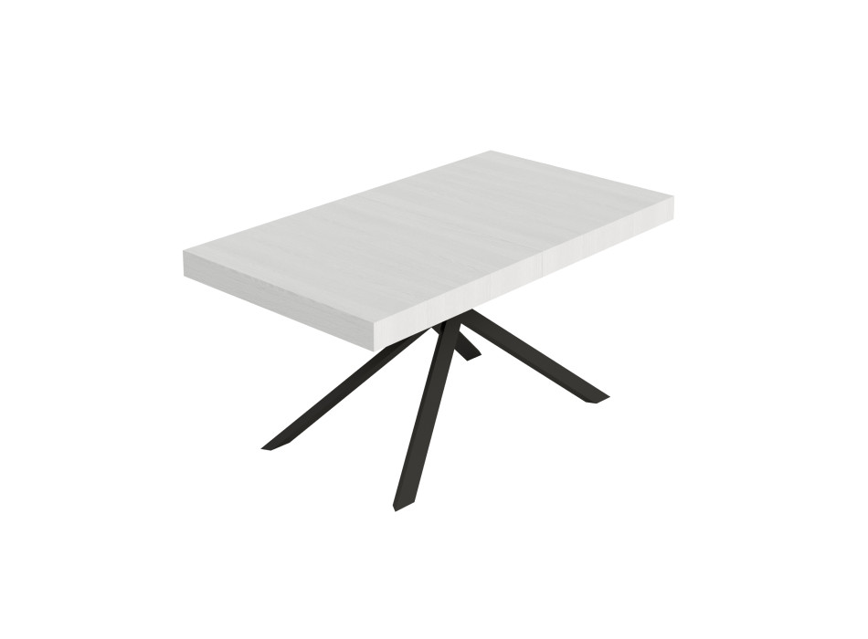 Table Niket pieds anthracite D.90 - Table extensible Niket 90x160/420 cm frêne blanc pieds anthracite