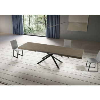 Table Niket pieds anthracite D.90 - Table extensible Niket 90x180/284 cm frêne blanc pieds anthracite
