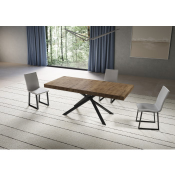 Table Niket pieds anthracite D.90 - Table extensible Niket 90x180/284 cm frêne blanc pieds anthracite