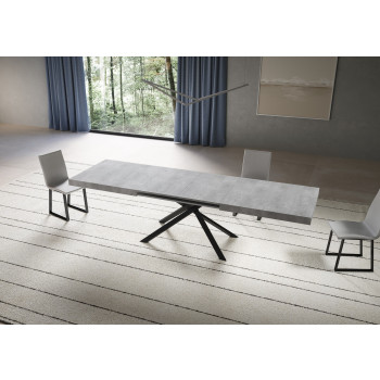 Table Niket pieds anthracite D.90 - Table extensible Niket 90x180/284 cm frêne blanc pieds anthracite