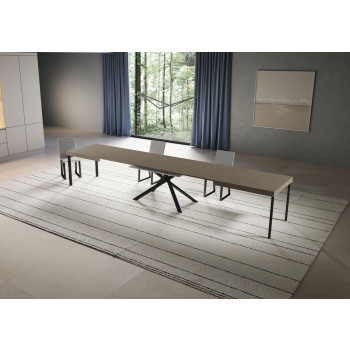 Table Niket pieds anthracite D.90 - Table extensible Niket 90x180/440 cm frêne blanc pieds anthracite
