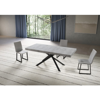 Table Niket pieds anthracite D.90 - Table extensible Niket 90x180/440 cm frêne blanc pieds anthracite
