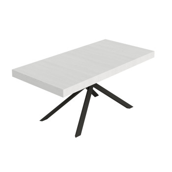 Table Niket pieds anthracite D.90 - Table extensible Niket 90x180/440 cm frêne blanc pieds anthracite
