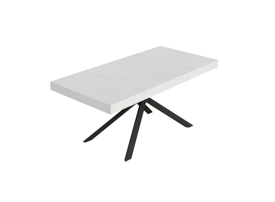 Table Niket pieds anthracite D.90 - Table extensible Niket 90x180/440 cm frêne blanc pieds anthracite