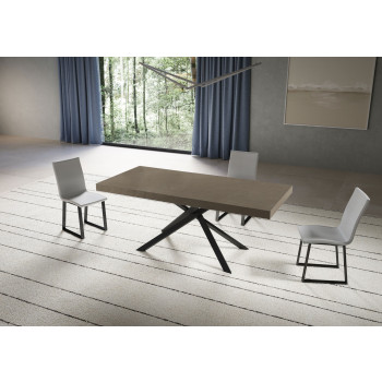 Table Niket pieds anthracite D.90 - Table extensible Niket 90x200/304 cm frêne blanc pieds anthracite