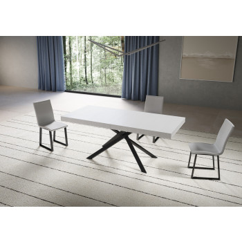 Table Niket pieds anthracite D.90 - Table extensible Niket 90x200/304 cm frêne blanc pieds anthracite