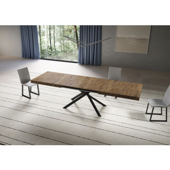 Table Niket pieds anthracite D.90 - Table extensible Niket 90x200/304 cm frêne blanc pieds anthracite