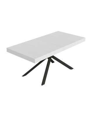Table Niket pieds anthracite D.90 - Table extensible Niket 90x200/304 cm frêne blanc pieds anthracite