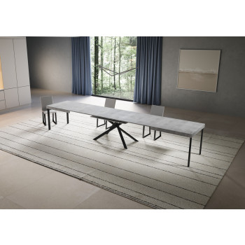 Table Niket pieds anthracite D.90 - Table extensible Niket 90x200/460 cm frêne blanc pieds anthracite