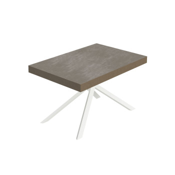 Table Niket pieds blancs D.90 - Table extensible 90x120/224 cm Niket Frêne blanc pieds blancs