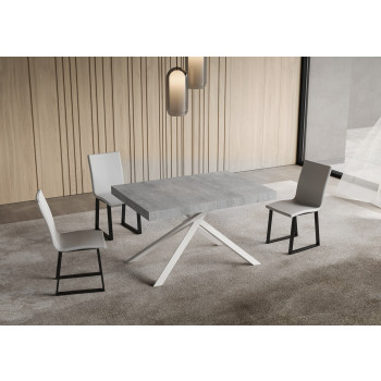 Table Niket pieds blancs D.90 - Table extensible 90x130/234 cm Niket frêne blanc pieds blancs