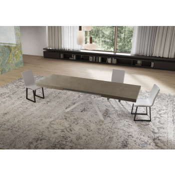 Table Niket pieds blancs D.90 - Table extensible 90x160/264 cm Niket frêne blanc pieds blancs