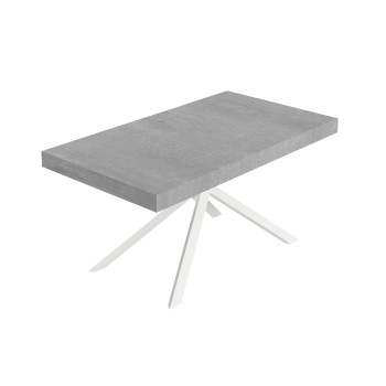 Table Niket pieds blancs D.90 - Table extensible 90x160/264 cm Niket frêne blanc pieds blancs
