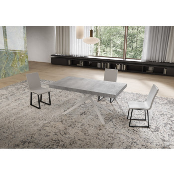 Table Niket pieds blancs D.90 - Table extensible 90x160/264 cm Niket frêne blanc pieds blancs