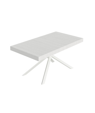 Table Niket pieds blancs D.90 - Table extensible 90x160/264 cm Niket frêne blanc pieds blancs