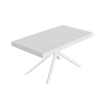 Table Niket pieds blancs D.90 - Table extensible 90x160/264 cm Niket frêne blanc pieds blancs