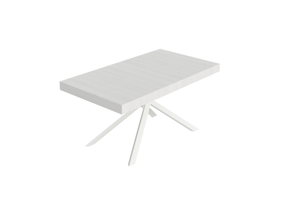 Table Niket pieds blancs D.90 - Table extensible 90x160/264 cm Niket frêne blanc pieds blancs