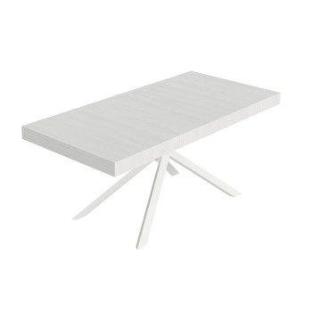 Table Niket pieds blancs D.90 - Table extensible 90x180/284 cm Niket frêne blanc pieds blancs