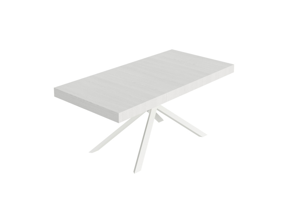 Table Niket pieds blancs D.90 - Table extensible 90x180/284 cm Niket frêne blanc pieds blancs