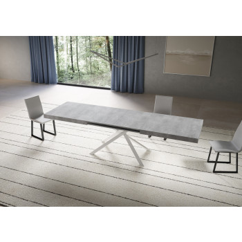 Table Niket pieds blancs D.90 - Table extensible 90x180/440 cm Niket Frêne blanc pieds blancs
