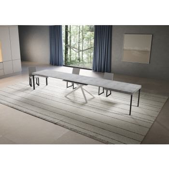 Table Niket pieds blancs D.90 - Table extensible 90x180/440 cm Niket Frêne blanc pieds blancs