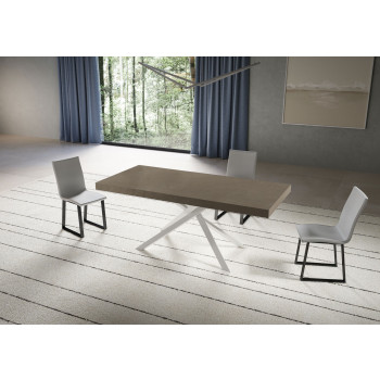 Table Niket pieds blancs D.90 - Table extensible 90x180/440 cm Niket Frêne blanc pieds blancs